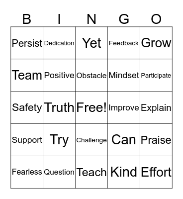You Can Do It! Bingo Card