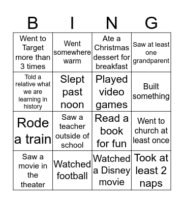 Welcome Back to School! Happy 2020! Bingo Card