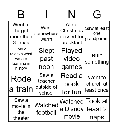 Welcome Back to School! Happy 2020! Bingo Card