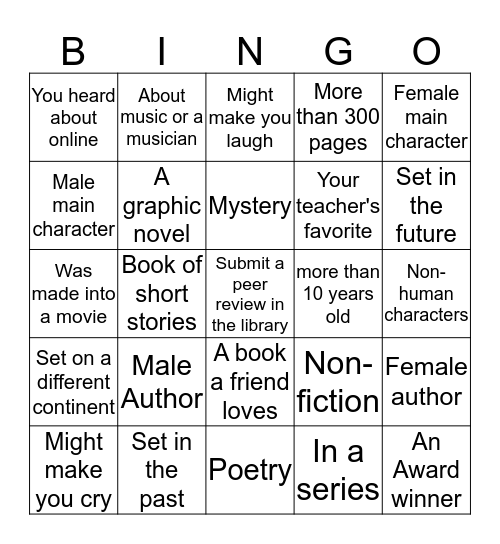 Titans Read Bingo Card