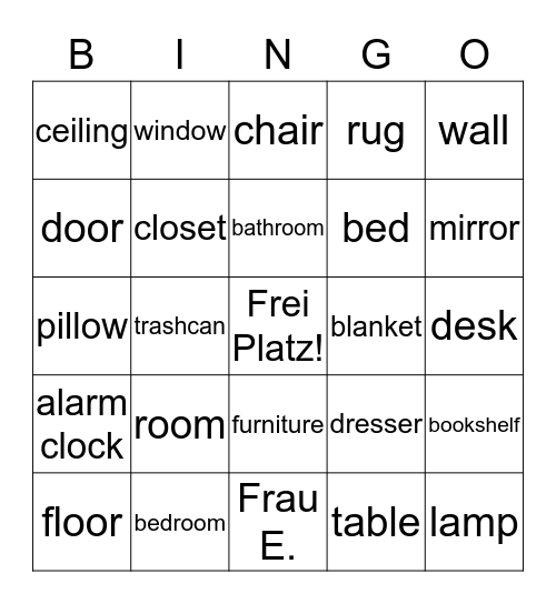 Die Möbel Bingo Card