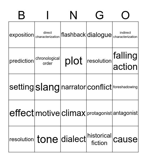 Fiction # 2 Bingo Card