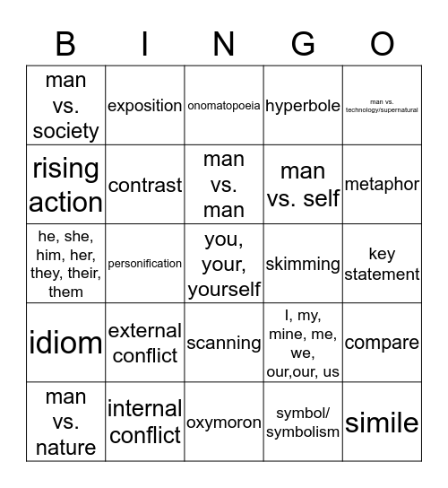 Fiction # 3 Bingo Card