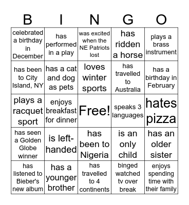 Find someone who... Bingo Card