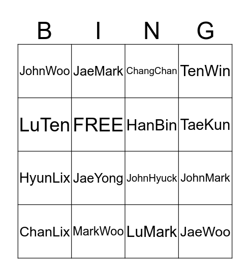 Ceeb's NCT/SKZ Bingo! Bingo Card