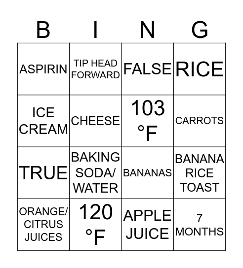 What To Do When Your Child Gets Sick  Bingo Card