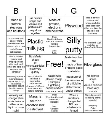 Unit 3 Bingo Card