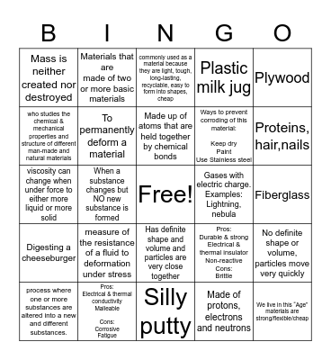 Unit 3 Review Bingo Card