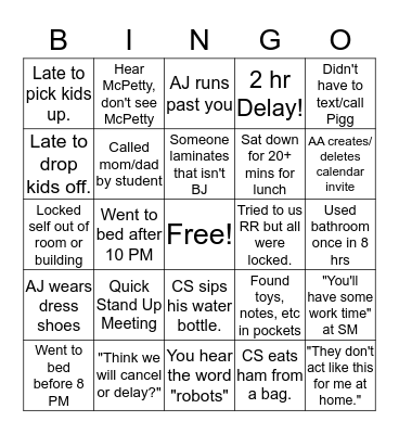 Cold Springo! Bingo Card