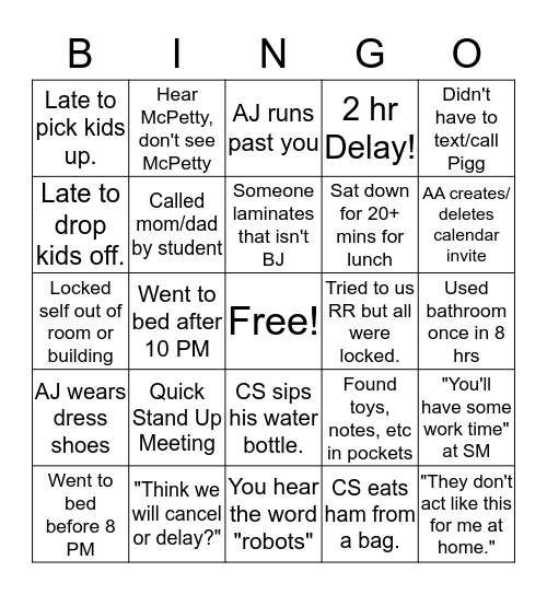 Cold Springo! Bingo Card