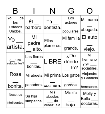 SER Bingo Card