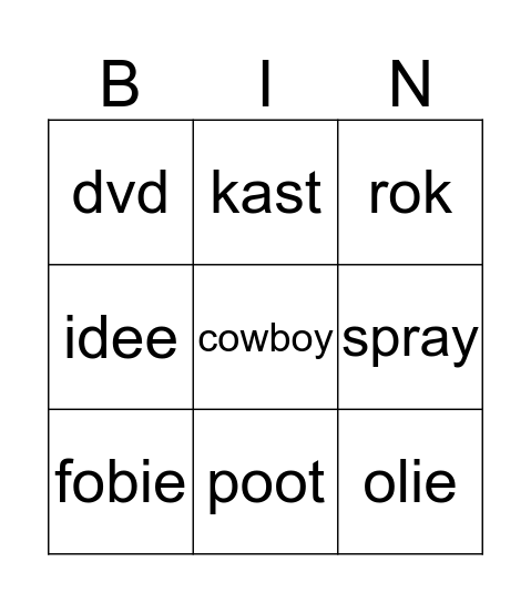 Meervoudsvormen Bingo Card