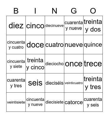Números 1-59 Bingo Card