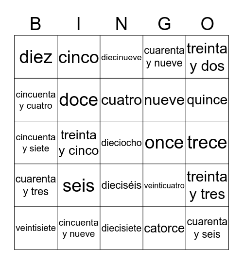 Números 1-59 Bingo Card