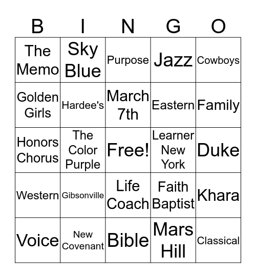 Tea and Tulle Bingo Card