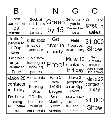 Jump Into January Bingo Card