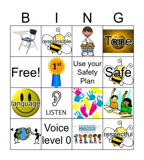 Behavior Matrix Bingo Card