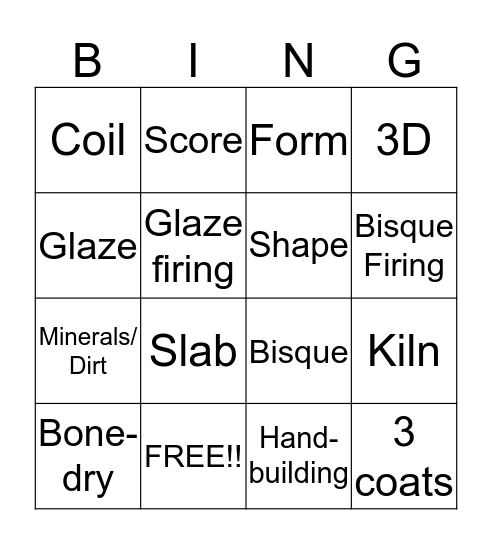 About Clay Bingo Card