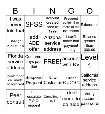 AQ Bingo Card