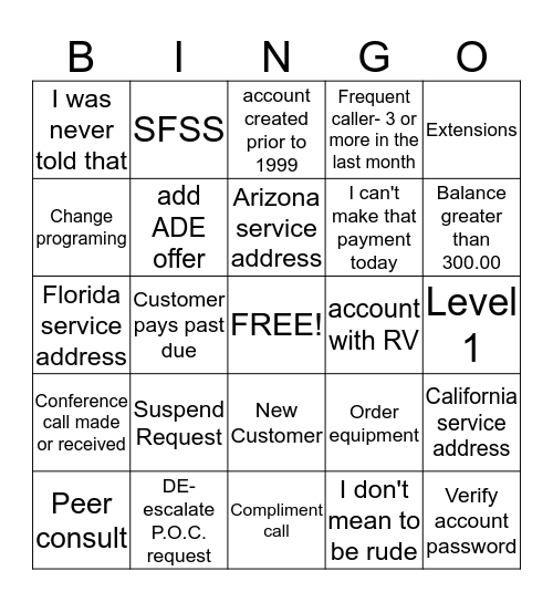 AQ Bingo Card