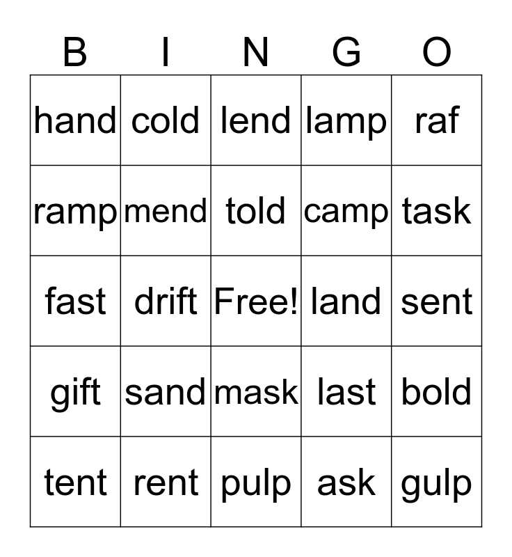 ending blends bingo Card