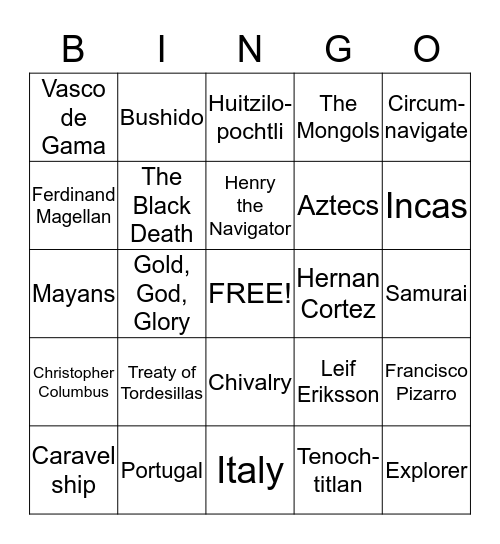 Mr. Connerly's World History Bingo! Bingo Card