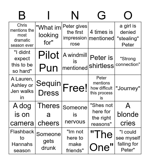 Windmill Bingo  Bingo Card