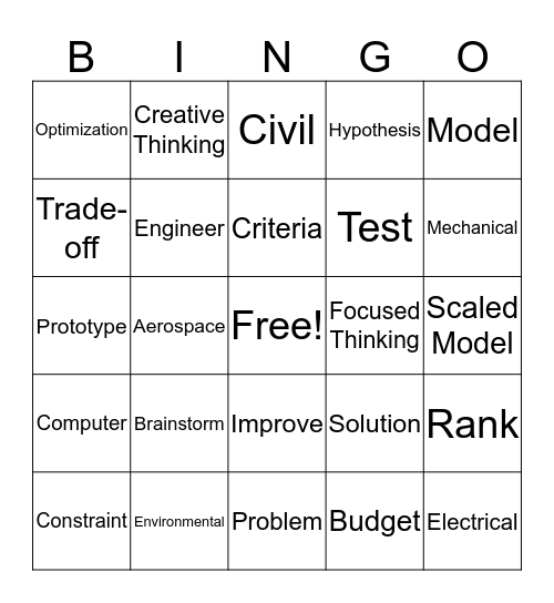 Engineering Bingo Card