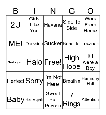 Music Bingo Card