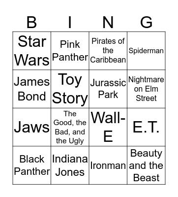 Film Score Bingo Card