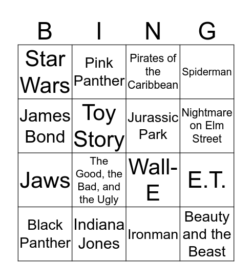 Film Score Bingo Card