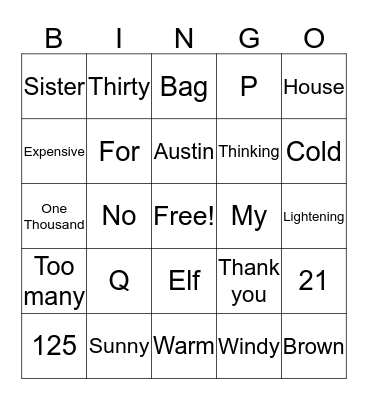 ASL Bingo Card