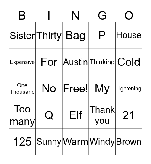 ASL Bingo Card