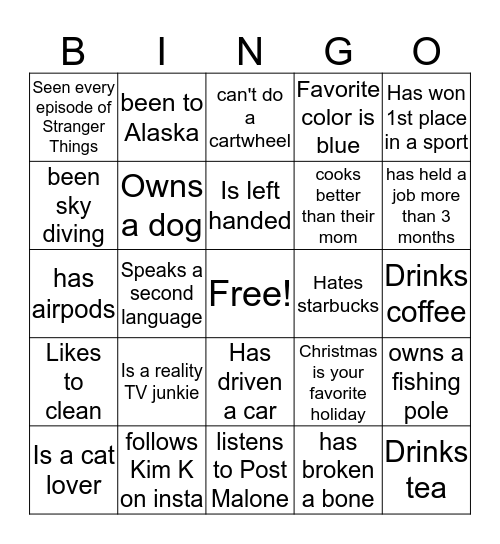 People Bingo Card