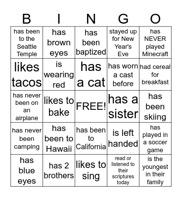 Find someone who..... Bingo Card