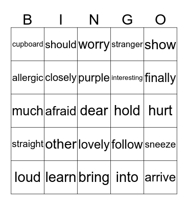 Lesson.5 Little Red Bingo Card