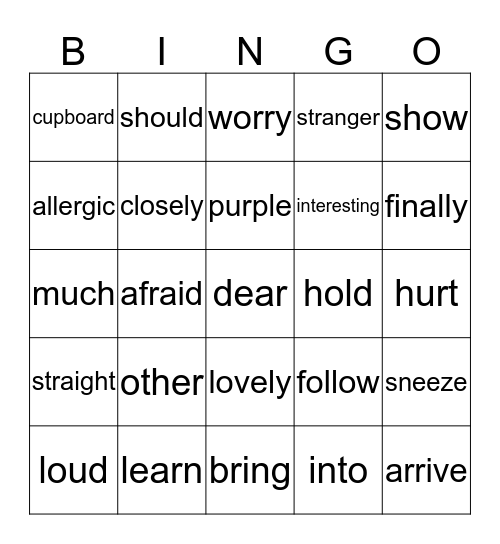 Lesson.5 Little Red Bingo Card