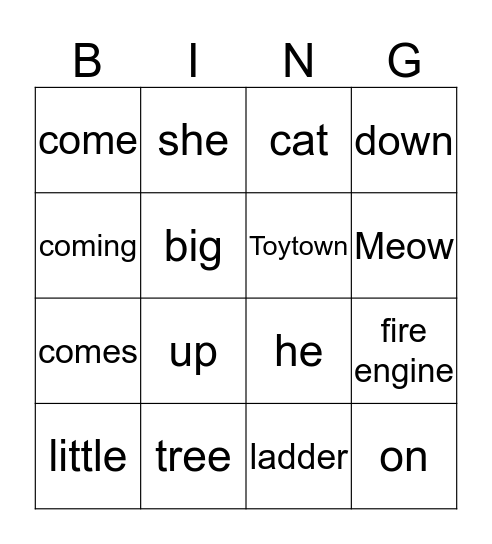 Toytown Bingo Card