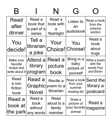 Fizz Boom Read Bingo Card