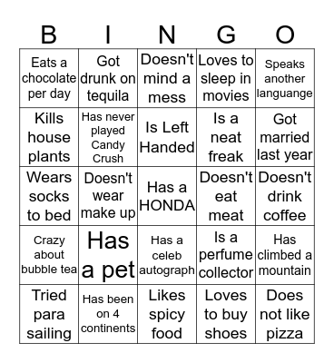 Human Bingo Card