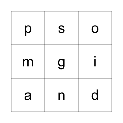 Letter Sounds Bingo Card