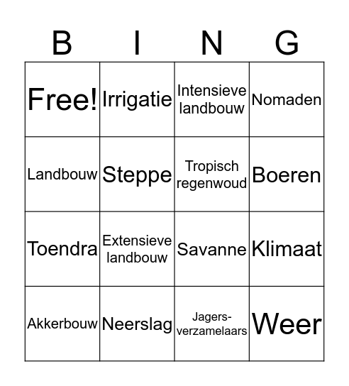 Bingo thema 2 wat eten we vandaag Bingo Card