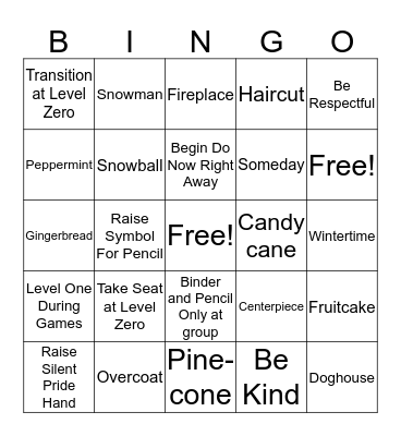 Expectation Bingo Card