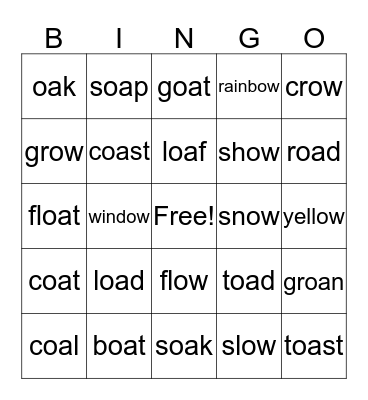 oa/ow words Bingo Card