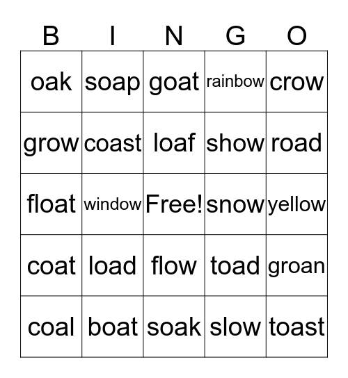 oa/ow words Bingo Card