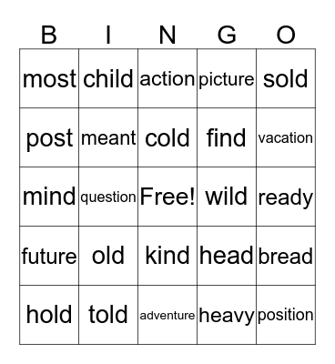 Super Kids Unit 8 Bingo Card