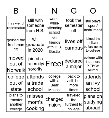 Alumni Bingo Card