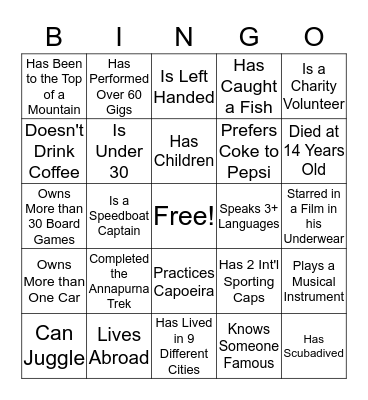 Validity Vlingo Bingo Card