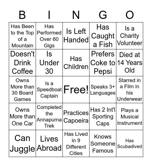 Validity Vlingo Bingo Card