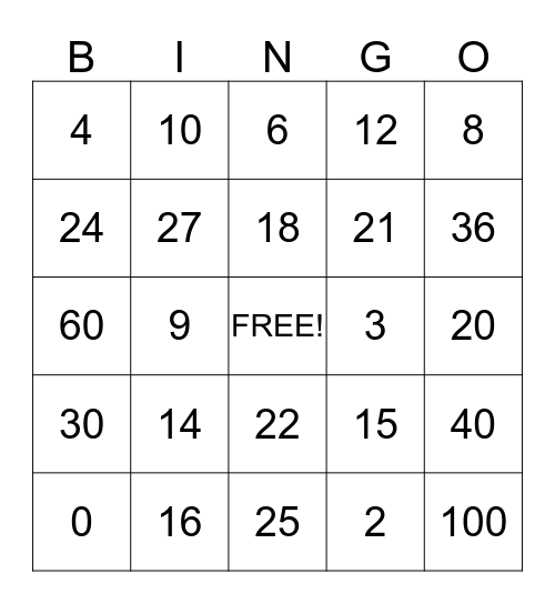 I'm Ready to Multiply Bingo Card